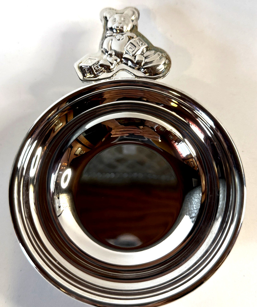 Vintage Godinger Silver Plate Child’s Bowl Teddy Bear Handle