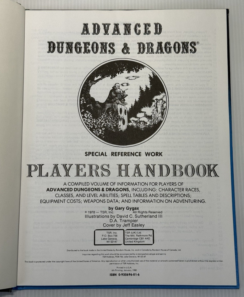 Advanced Dungeons and Dragons Players Handbook Guide Record Sheets & Gallery....
