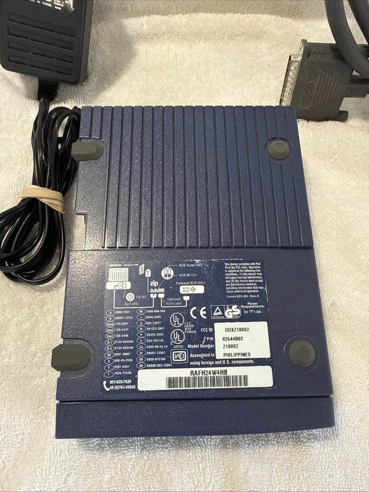 Has Power - Iomega Zip 100 External Parallel Drive – Untested / As‑Is