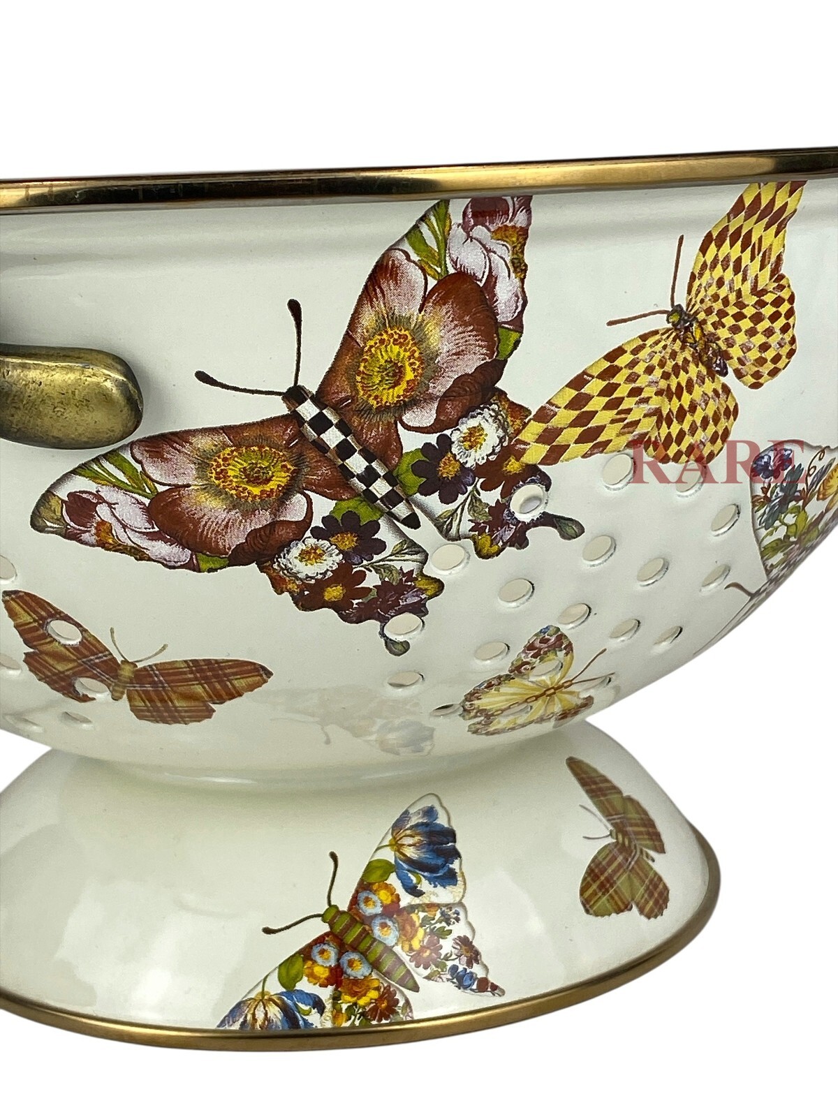 MacKenzie-Childs Butterfly Garden Large Colander White New No Box