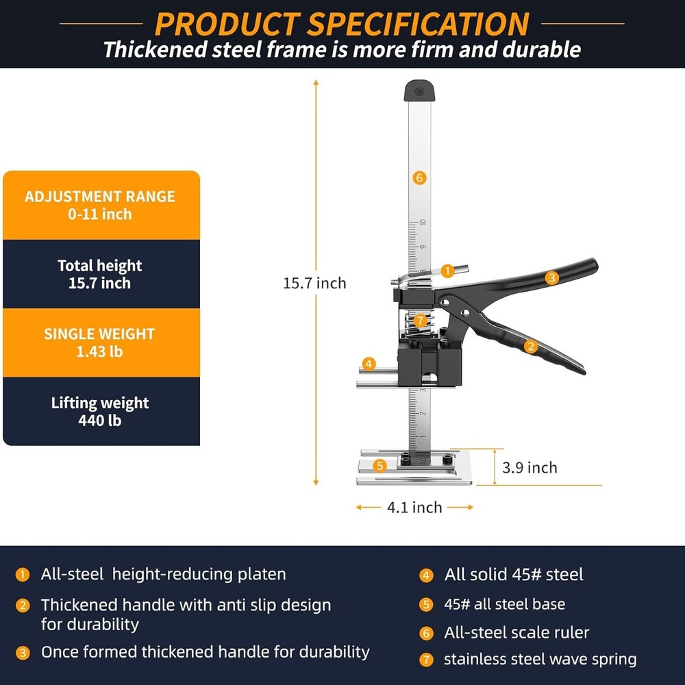 Labor-Saving Arm Jack for Door, Window, Cabinet Installation