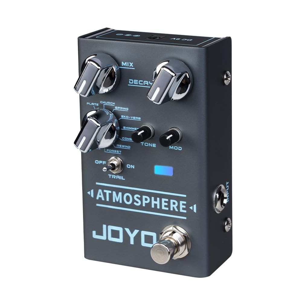 JOYO Reverb Pedal 9 Digital Types with Modulation and Trail Blue Gray