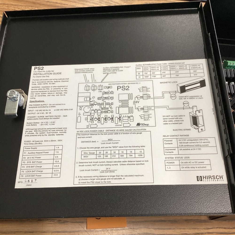 NOS Hirsch Electronics PS2 115 VAC Power Supply NO KEYS 🟢