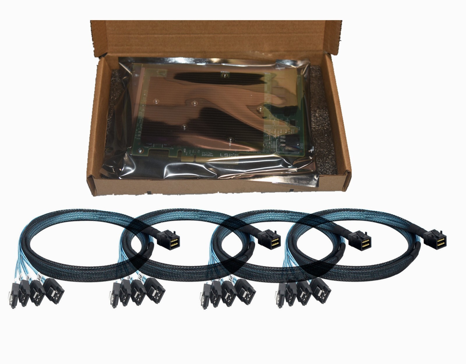 LSI SAS 9300-16I 12GB/S HBA BUS ADAPTER CARD IT Mode 4*SFF-8643 SATA Cable US