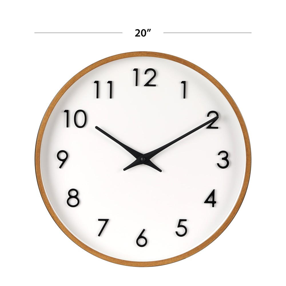 20" Quartz Modern Indoor Wall Clock, Easy Installation