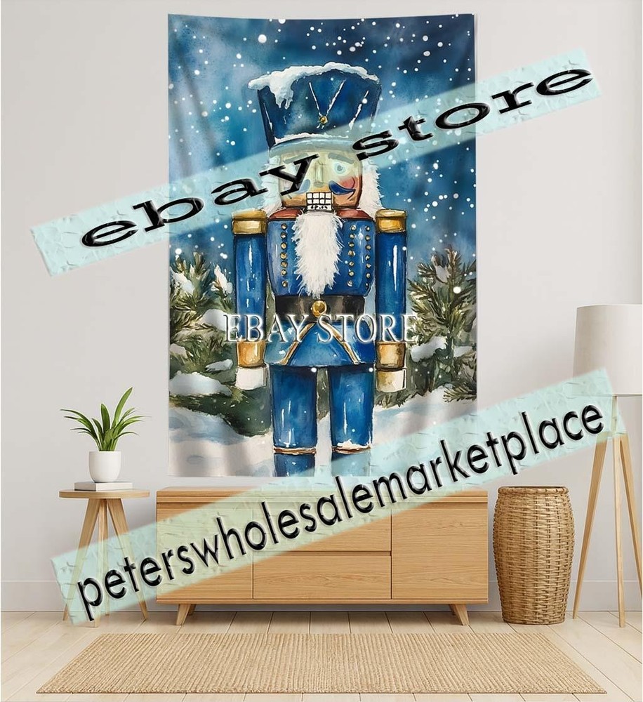 Blue Nutcracker tapestry nutcracker standing scene 39X59 in