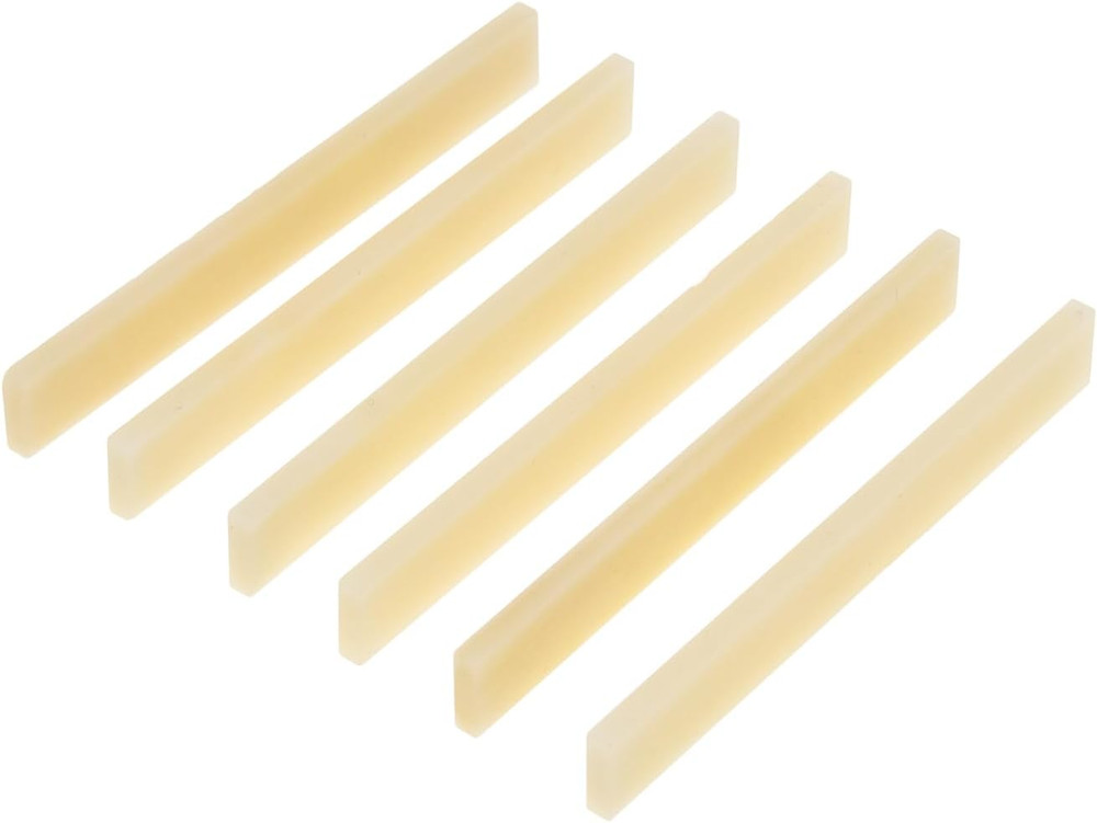 6Pcs Unbleached Guitar Bone Saddle, Blank Guitar Bridge Saddle, Pure Bone Sad...