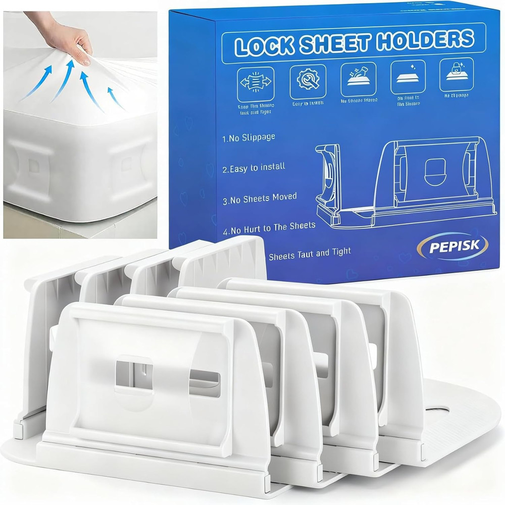Upgrade Bed Sheet Holders for Corners: 4Pcs Fitted Lock Sheet Holders Keep