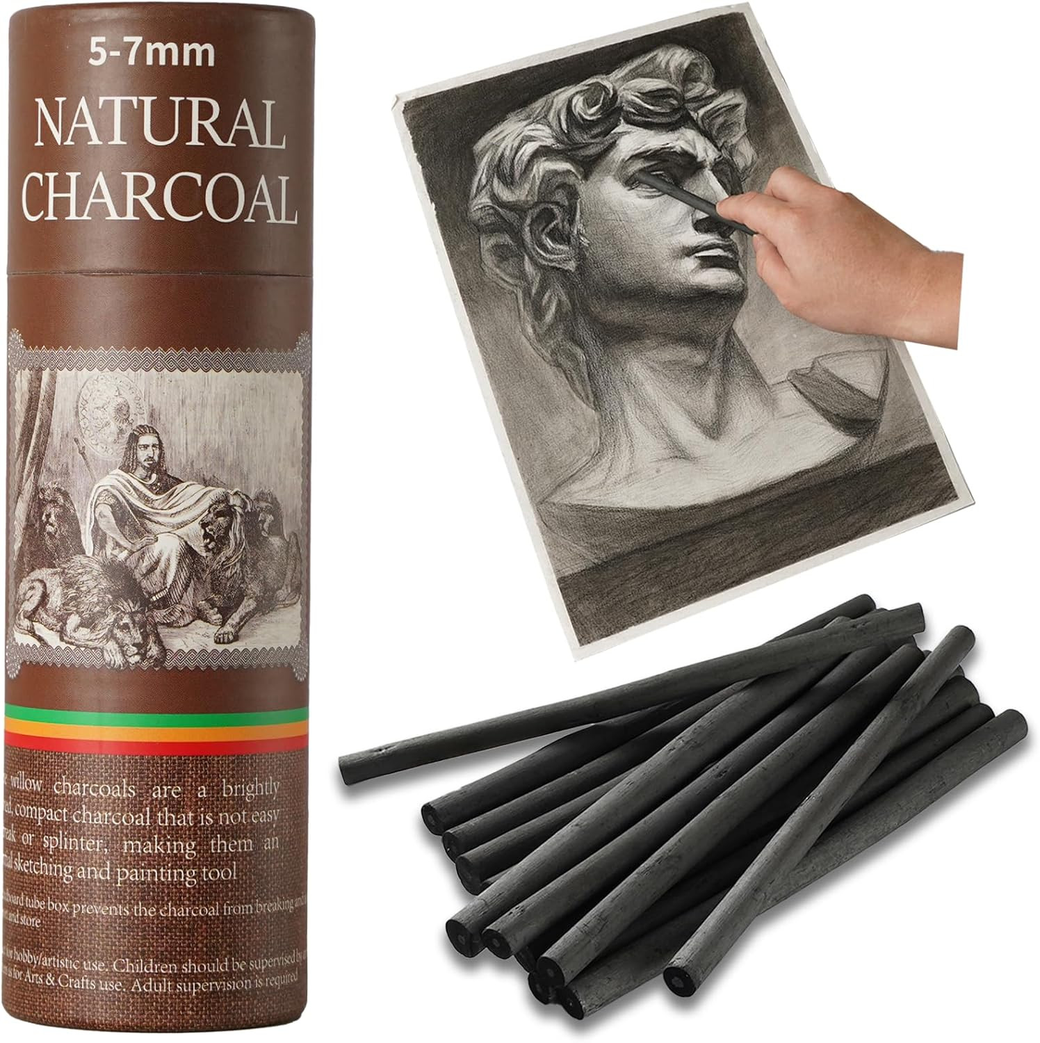25 PCS Willow Charcoal Sticks, Ideal for Artists, Beginners, Students, Perfect f