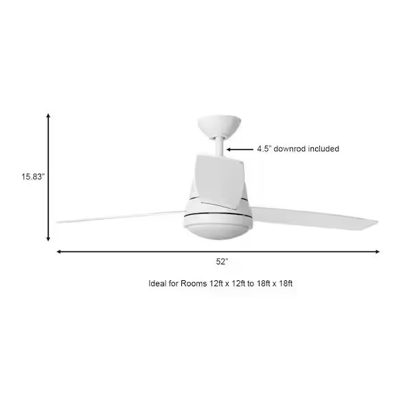 Hampton Bay Caprice 52in LED Indoor White Ceiling Fan + Remote