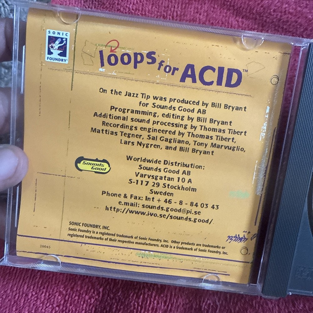 Sonic Foundry On The Jazz Tip Loops For Acid Sample/Sound Library/Sampling CD
