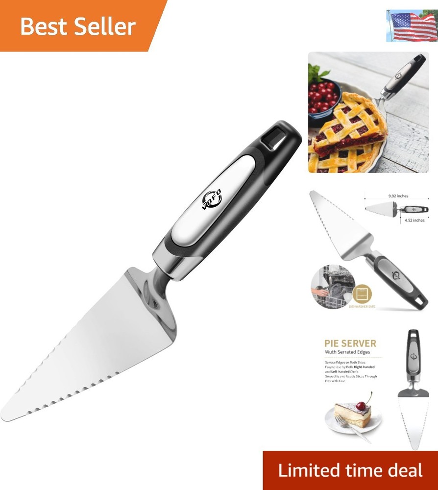 Multi-Functional Pie Server & Dessert Slicer – Stainless Steel with Black Handle