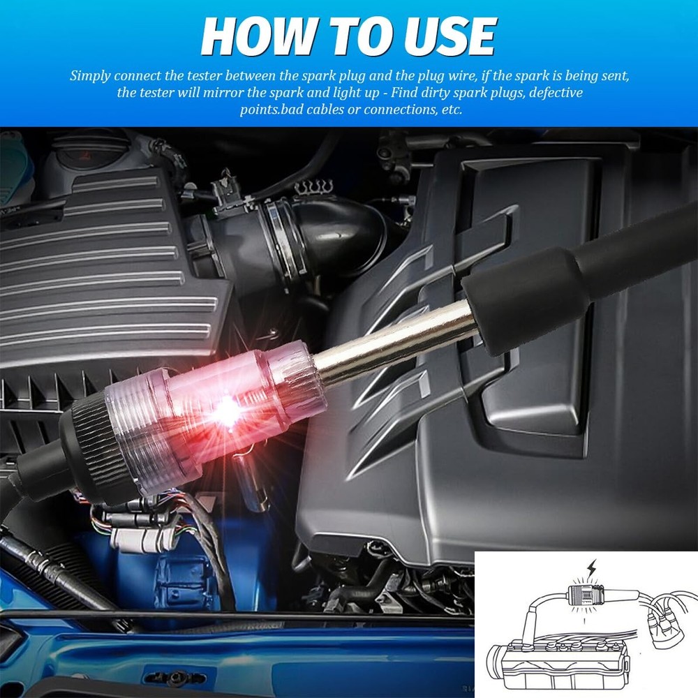 Car Inline Spark Plug Tester Vehicles Straight Boot Engine Ignition Coil Tester