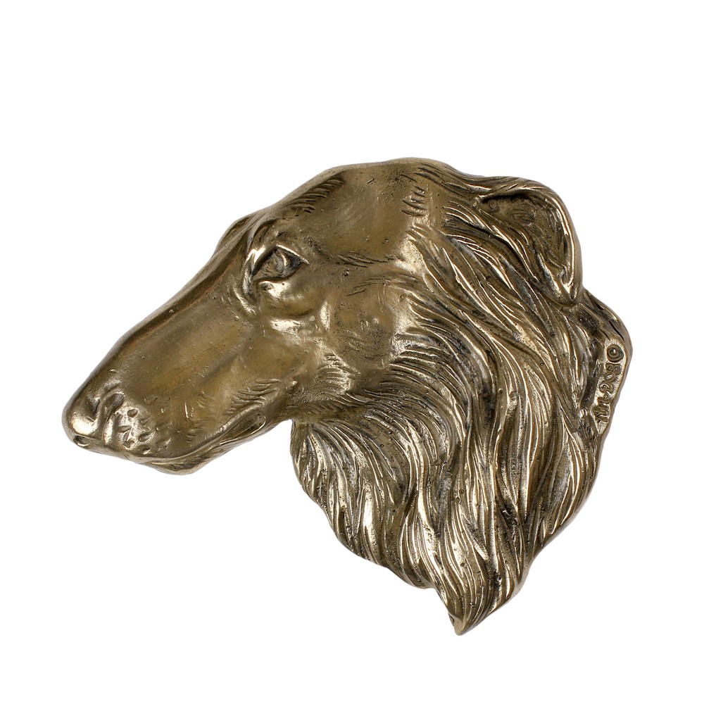 Borzoi cold bronze plaque Art-Dog