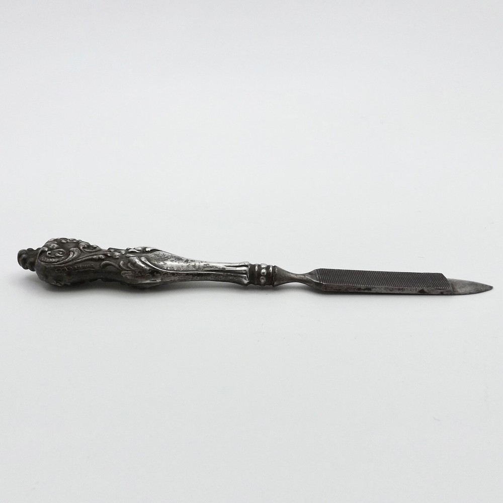 Antique Repousse Nail File Sterling Silver Vanity