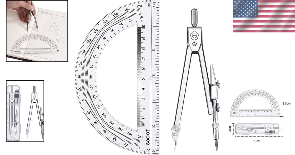 Compact Drawing Compass and Protractor Set for Elegant Geometry Solutions