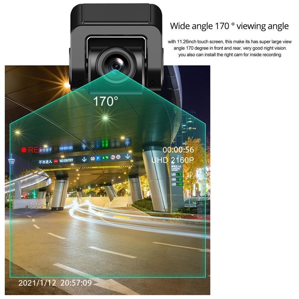 Full Touch 12" IPS 4G wifi Car DVR Camera Android Auto cam smart rearview mirror
