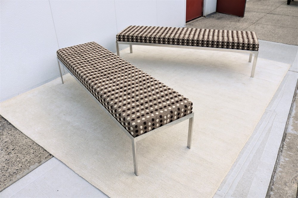 Mid-Century Modern Style Large Rectangular Cambridge Metal Bench by Cumberland