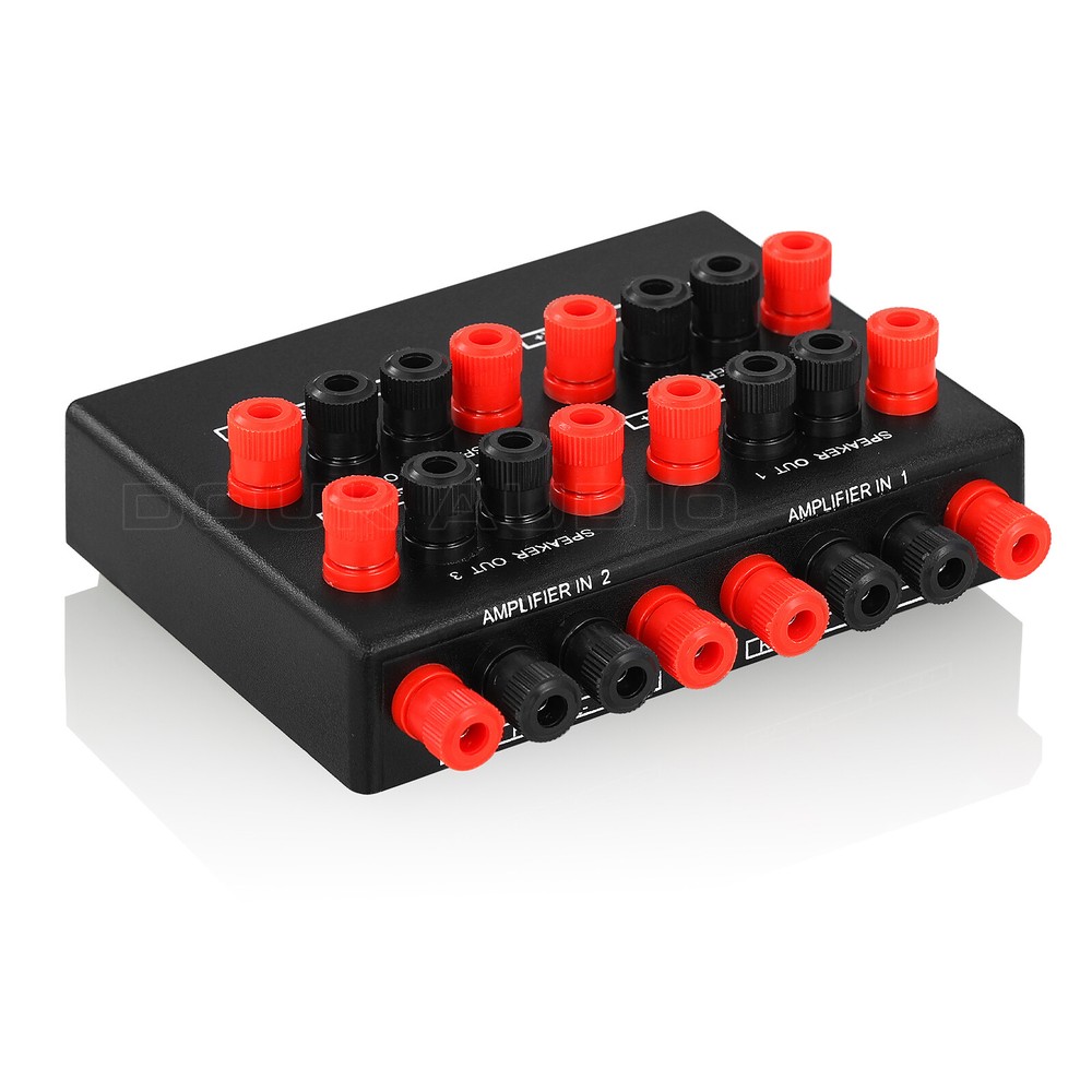 Mini 2-IN-4-OUT Stereo Audio Selector Amplifier Switcher Box Speaker Splitter