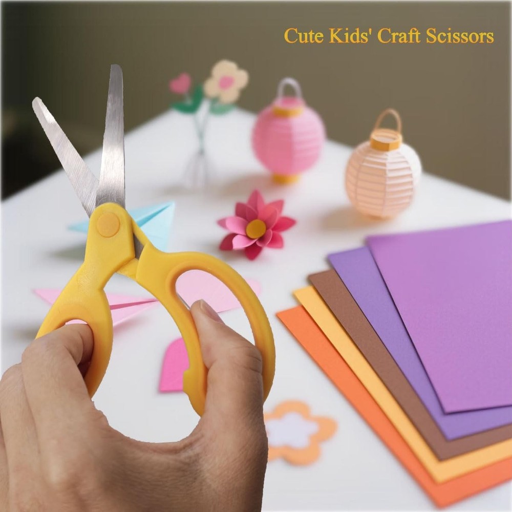 4Pcs Medium Scissors with Cover, Safety Scissors for Students, Multicolored