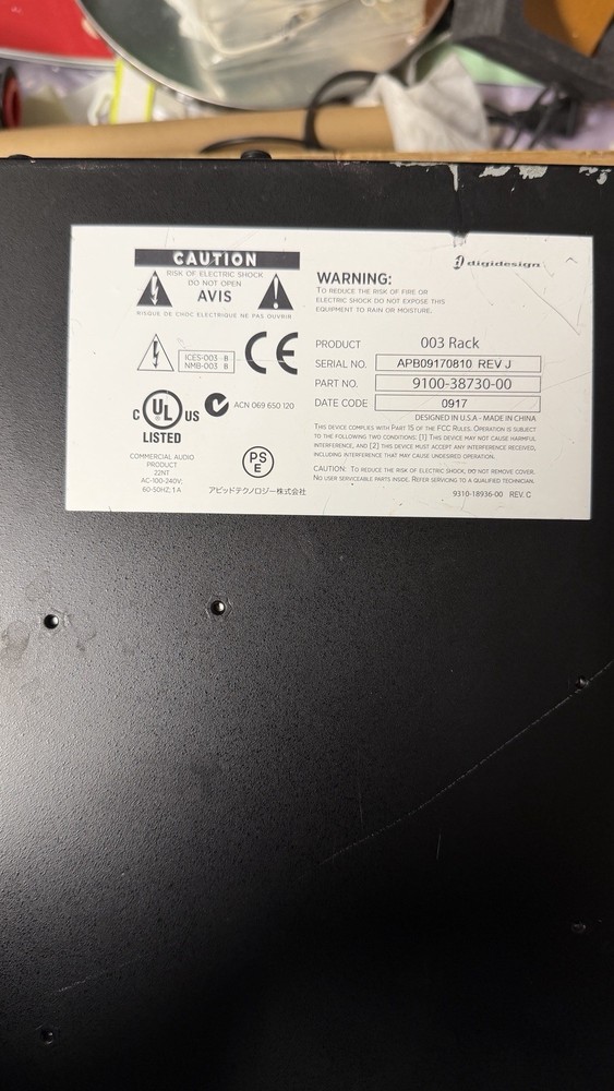 Digidesign 003 Rack Audio Interface Pro Tools FireWire Tested