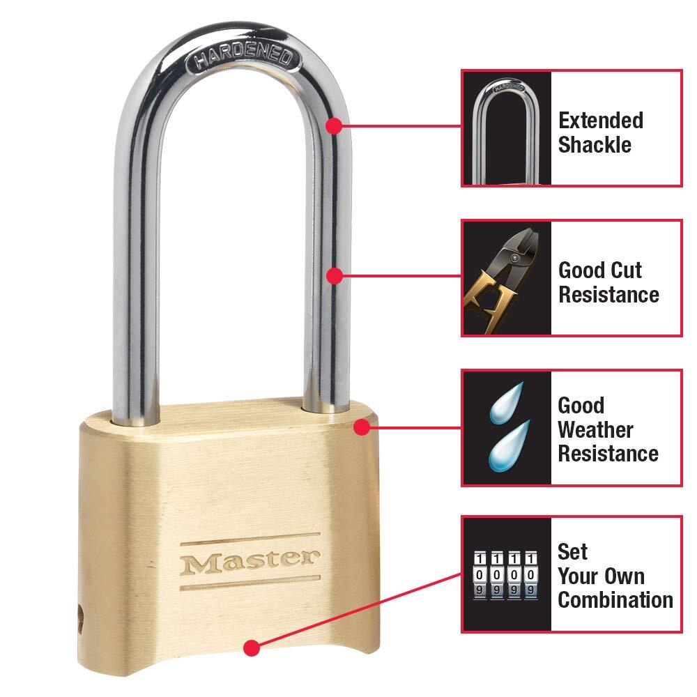 Master Lock Brass Finish Combination Padlock 2 1/4 Inch Shackle 4 Digit Code