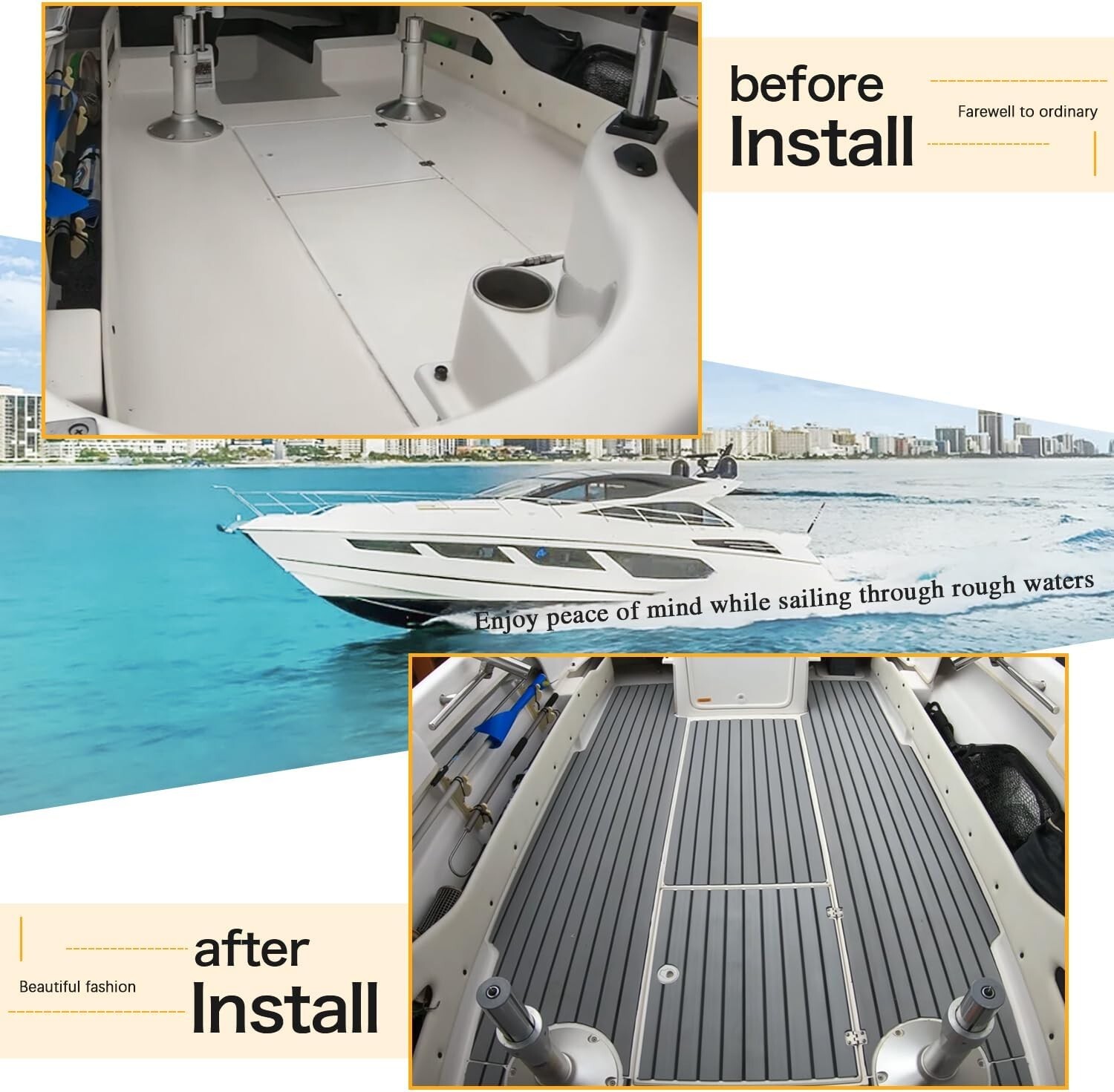 Self-adhesive Boat Flooring EVA Foam Teak Decking for Yacht Pontoon Boat | Gray