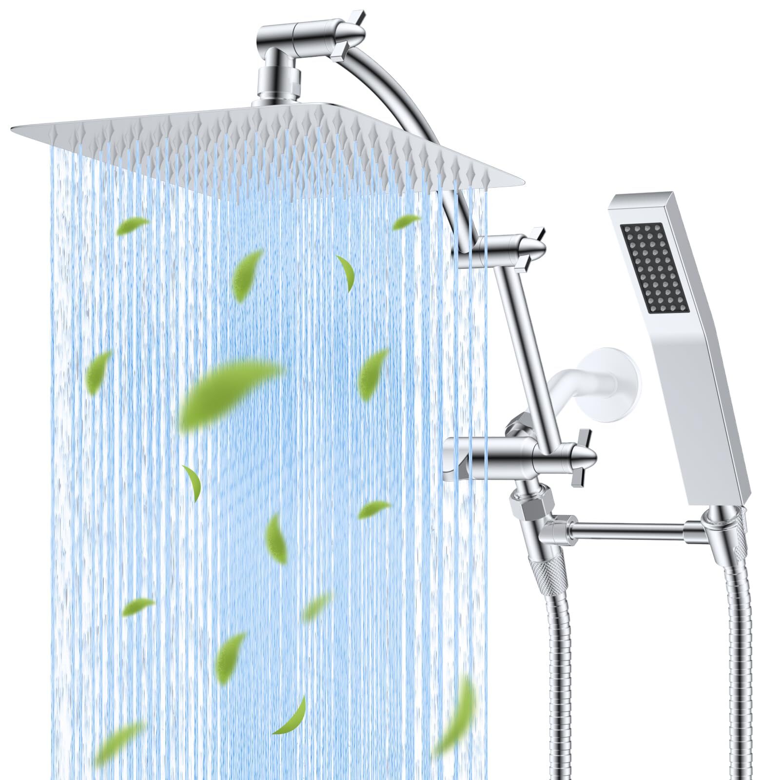 10 inch High Pressure Shower Head Rainfall Shower Head Combo with Handheld Spray