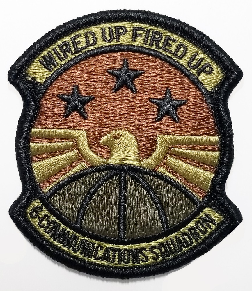 Air Force 6th Communications Squadron Hook Back Spice Brown Patch