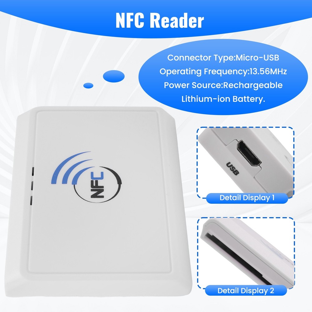 Contactless 13.56MHz NFC Reader Bluetooth Android RFID Mobile Card Reader3327