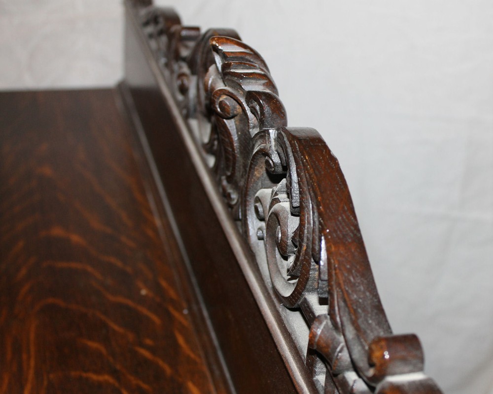 Antique Fancy Oak Server Buffet – highly carved