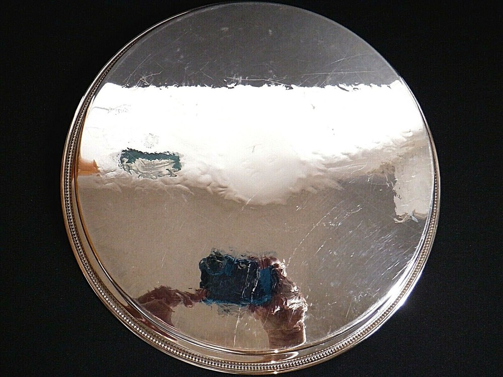 Silverplate Oneida USA Tray with Scroll Etching Raised Rim Pierced Design 13"