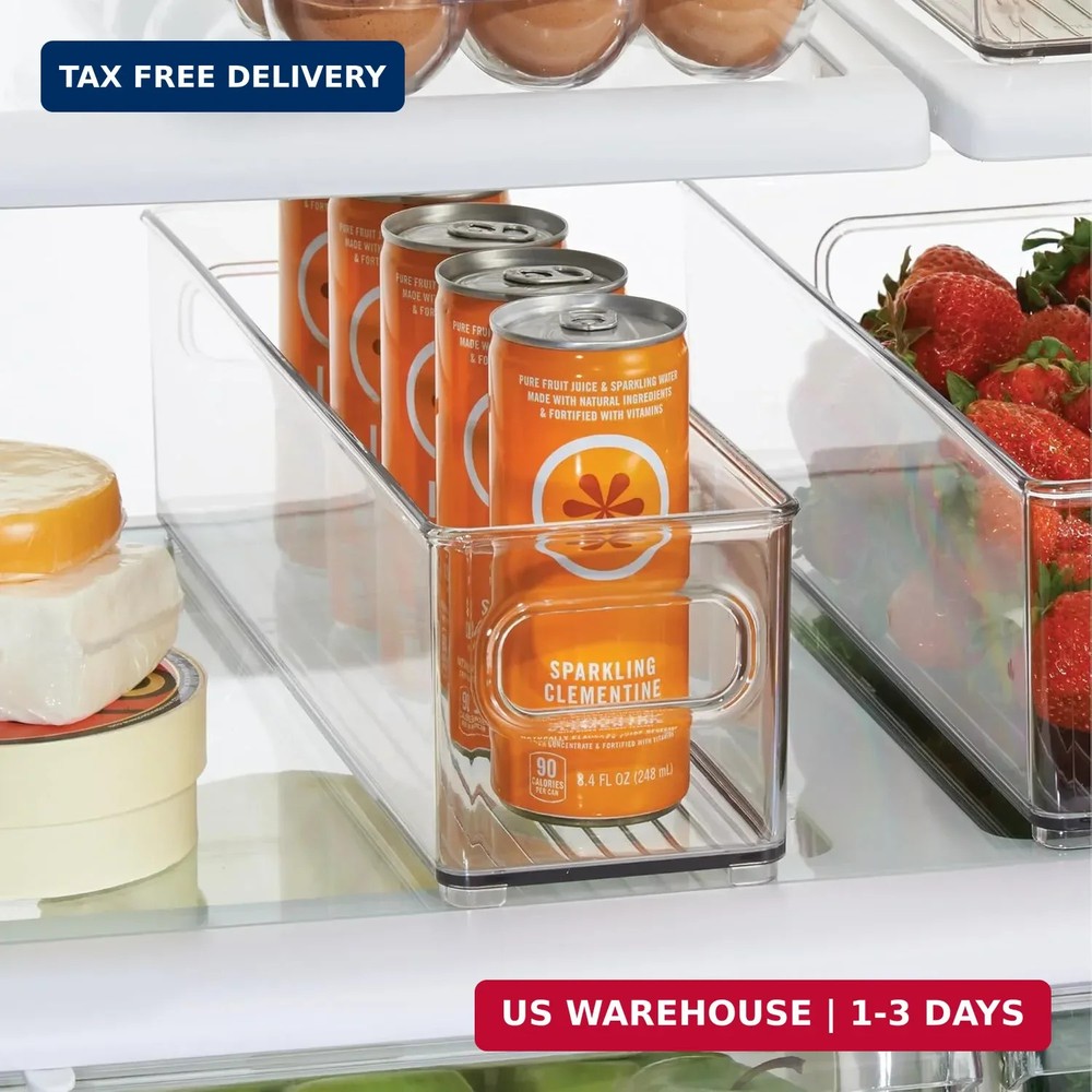 iDesign Stackable Fridge Bin with Handles - Ideal for Freezer or Pantry, Set of