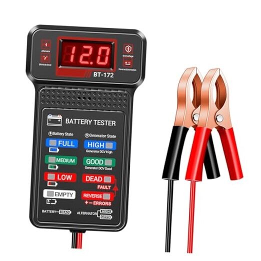 12V Car Battery Testers with LCD Display & LED Indicators - Battery Load Tester