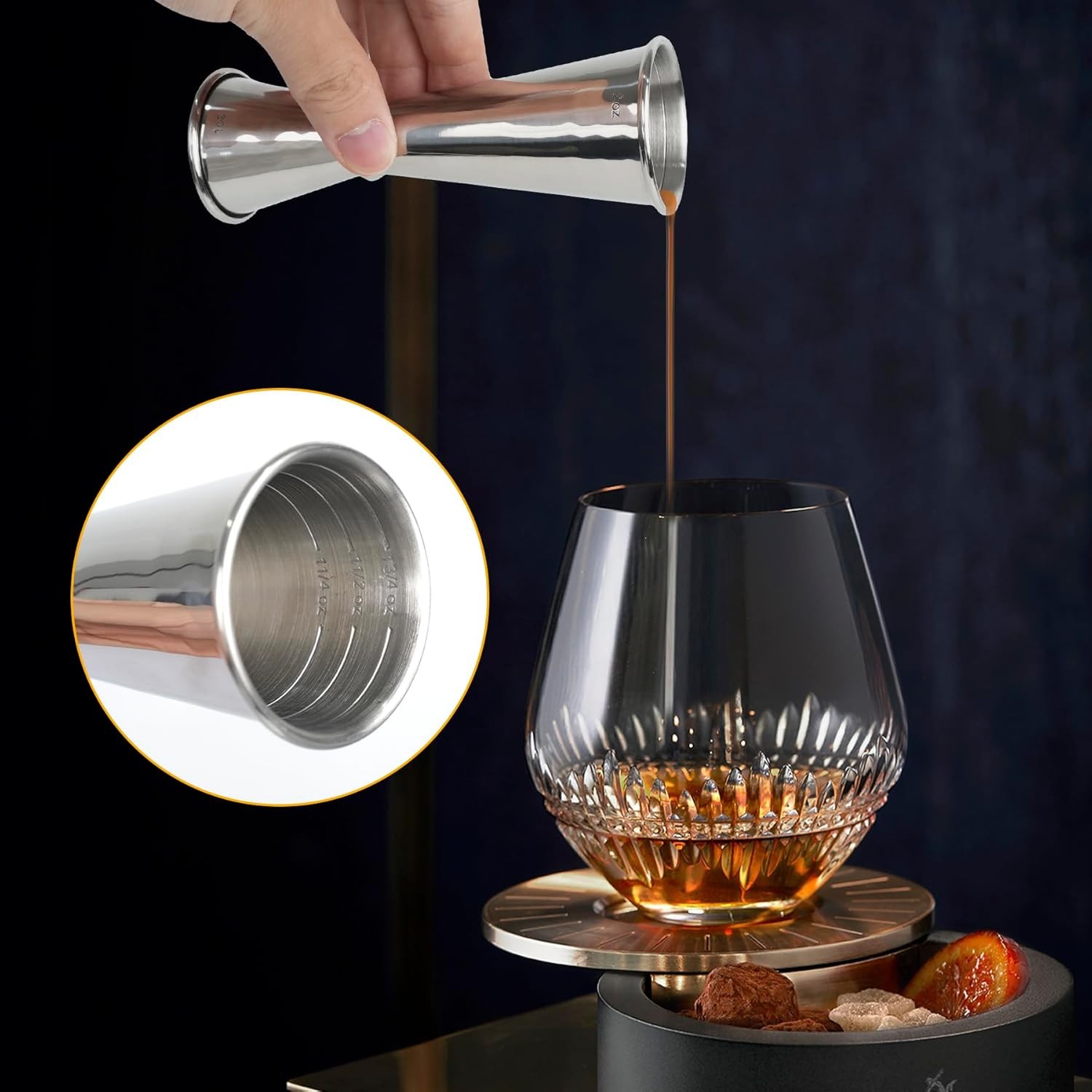 Lexenic 2oz 1oz Premium Japanese Jigger with 7 Measurements 1oz*2oz, Pack 1