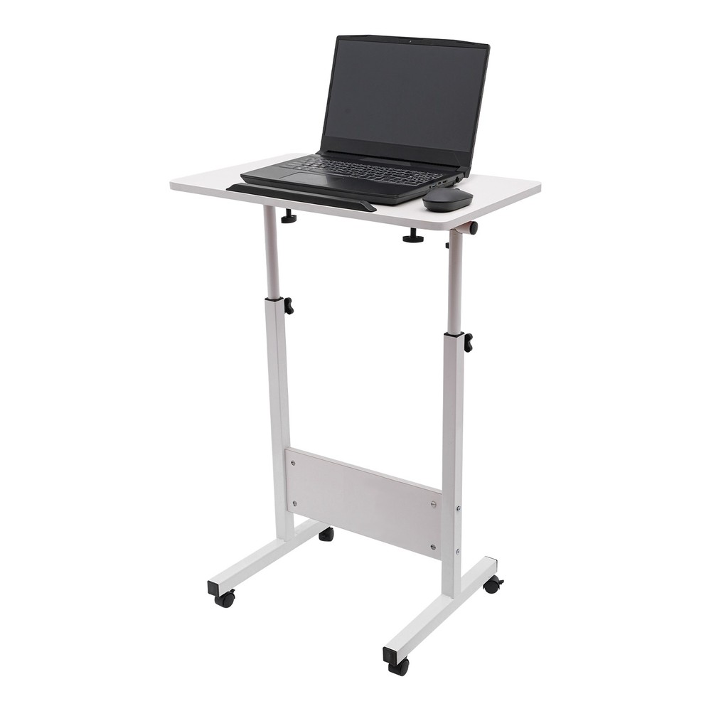 Rolling Laptop Desk Adjustable Height Computer Table Stand up Office Workstation