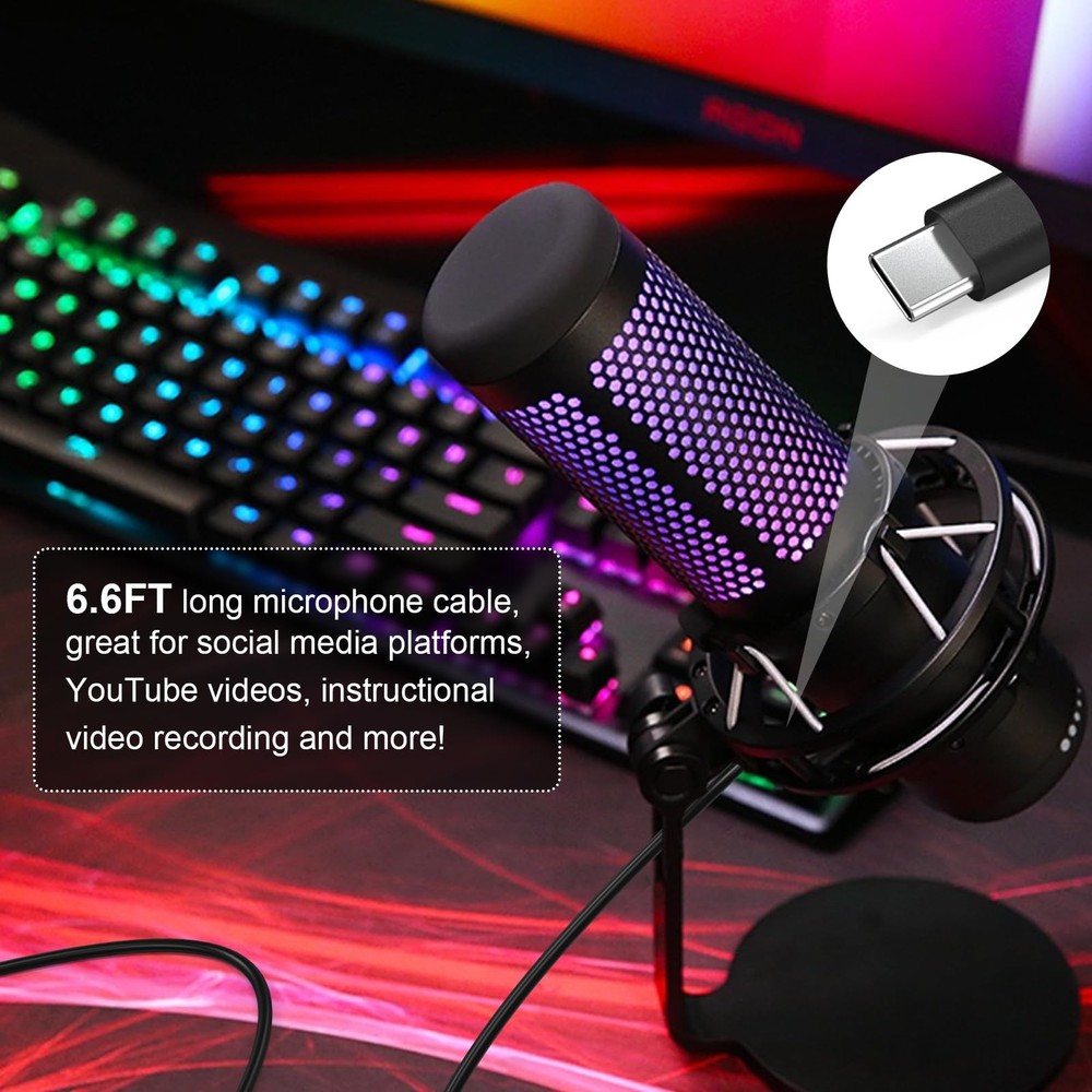 USB Data Charging Cable Cord with HyperX QuadCast 2, SoloCast, QuadCast S USB...