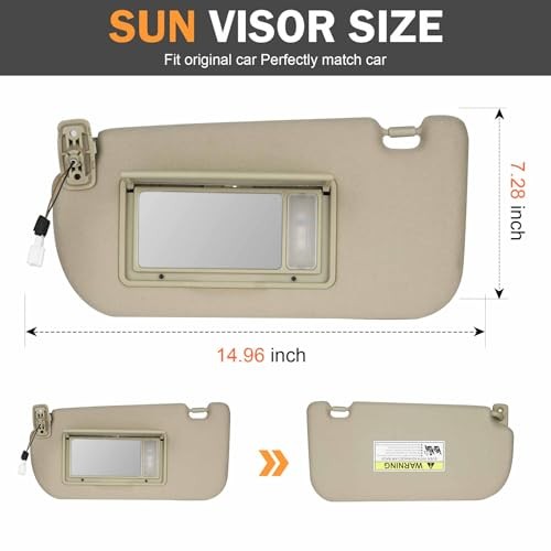 Sun Visor with Light Fits for KIA Sportage 2005-2010 Left Driver Side Sunvisor
