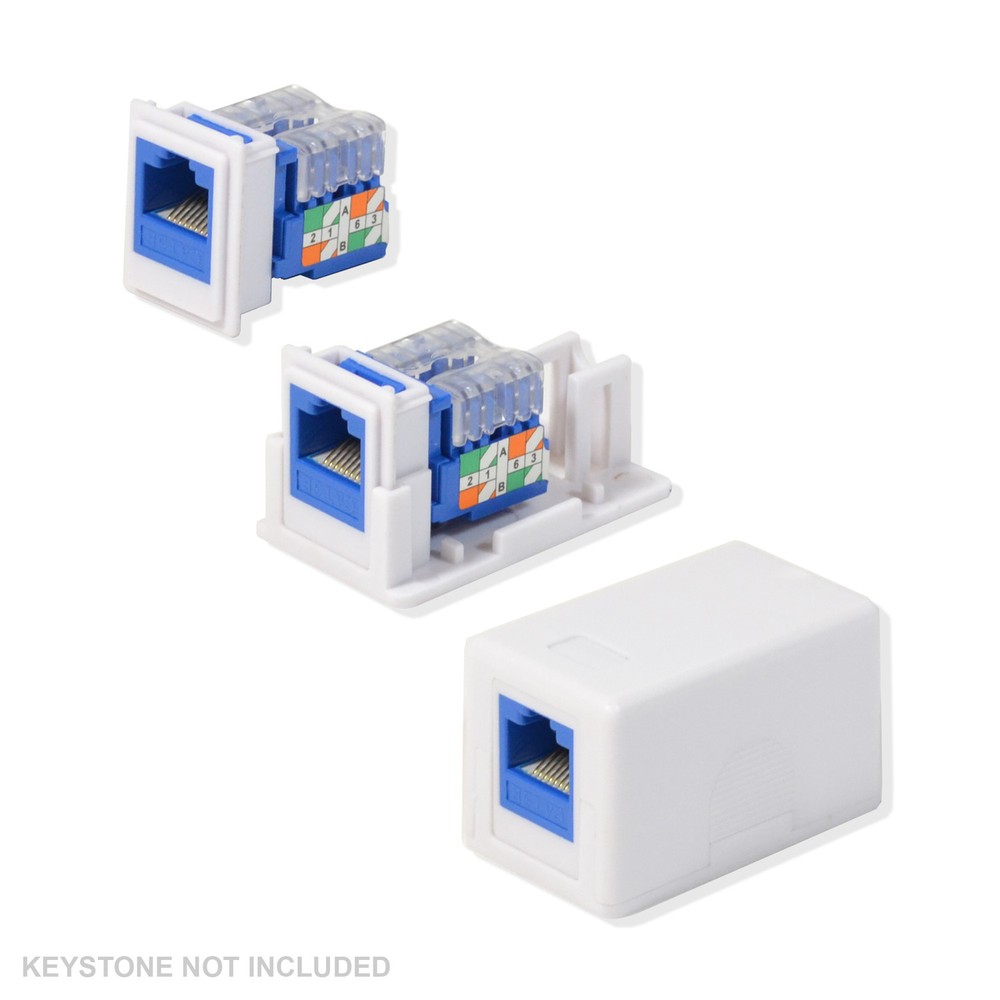 100 Pack Surface Mount Box 1 Port Single Hole Keystone Jack Cat5e/Cat6 White
