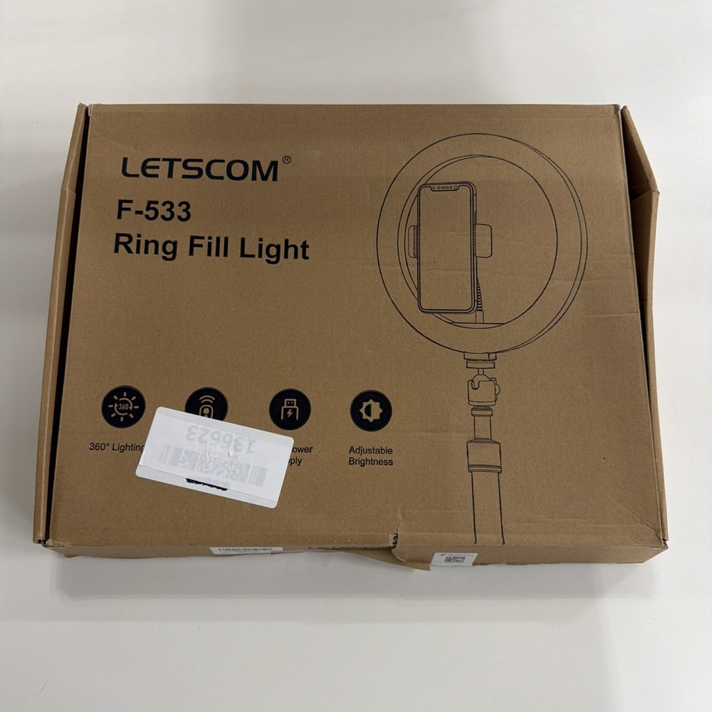 Letscom F-533 Ring Fill Light 10 in Adjustable Brightness for iPhone & Android