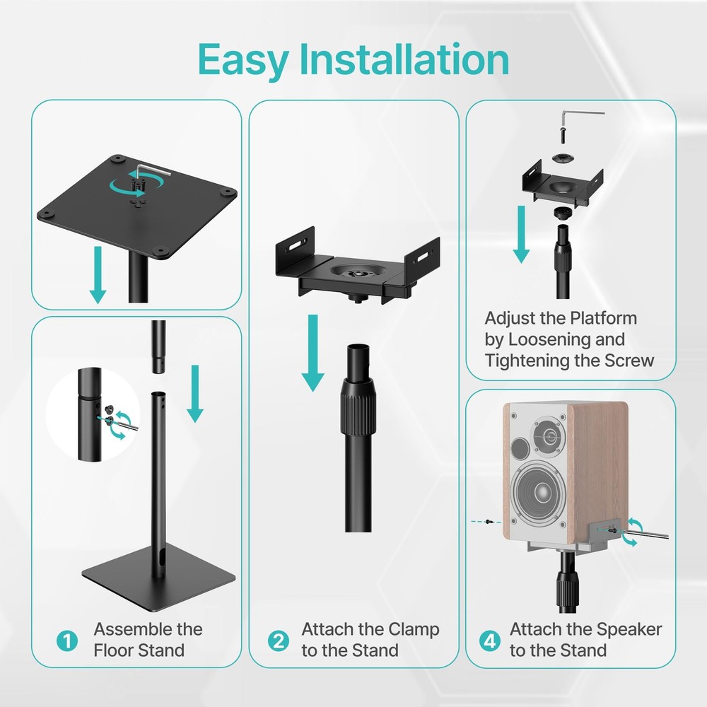 Height-Adjustable Speaker Stands Pair,11LBS Capacity,Height Adjustable from 3...