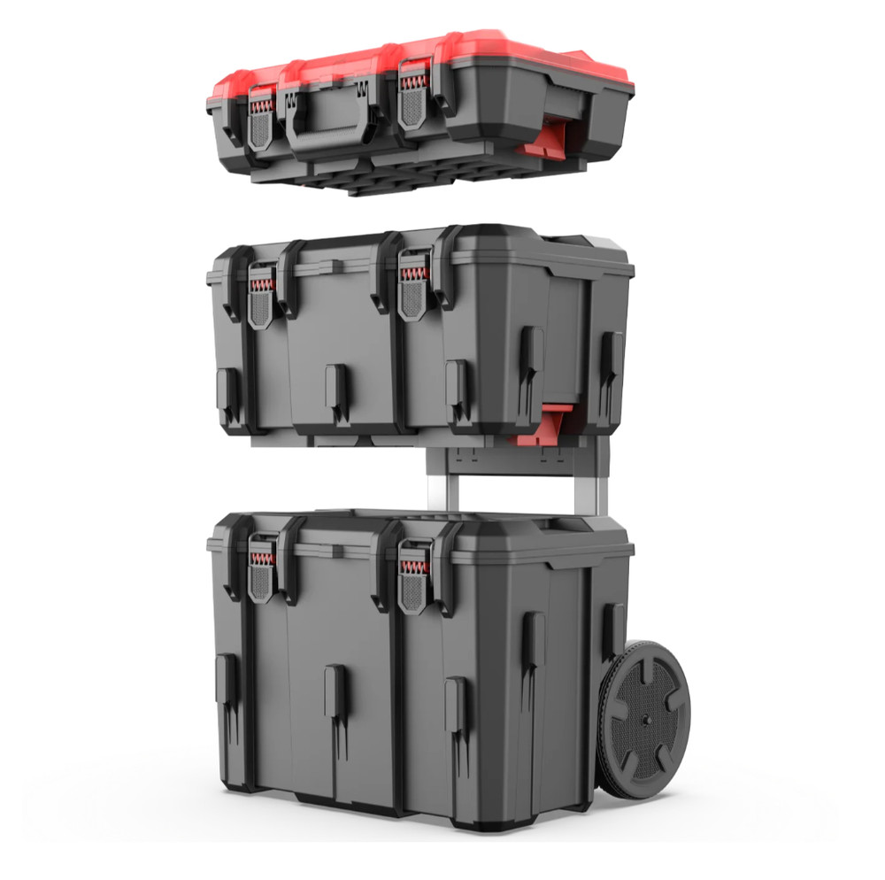Hyper Tough Hyper Stack Heavy Duty 3 Piece Modular Rolling Toolbox System, Black