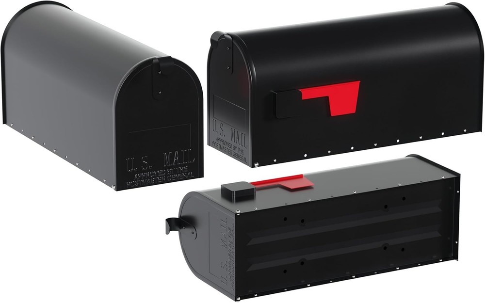 Black Post Mount Mailbox - Medium Capacity, Durable Steel