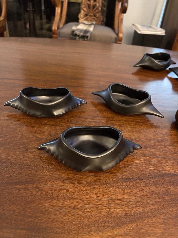 TenVintage Hall Ceramic Black Deviled Crab Dish, Elegant Appetizer Serving Dish￼