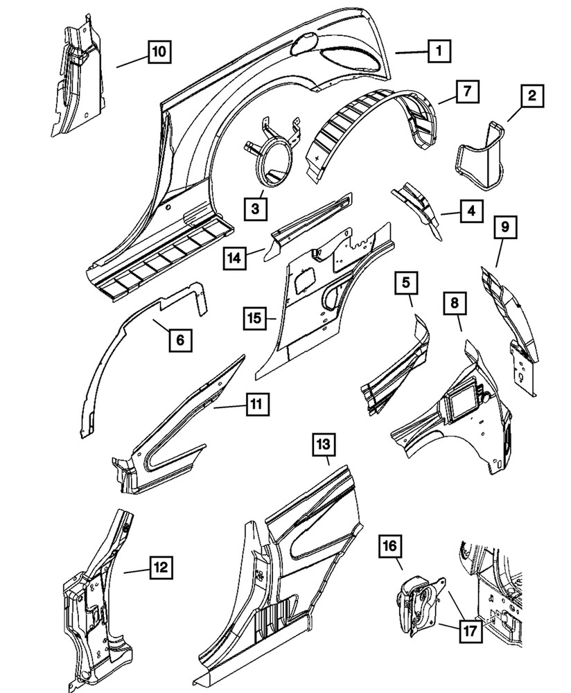 Genuine Mopar Quarter Inner Lower Extension Left 5067327AA