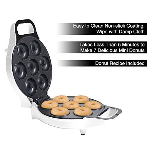 Mini Donut Maker, Durable, Nonstick Easy to Use Mini Baking Machine - Cooks 7
