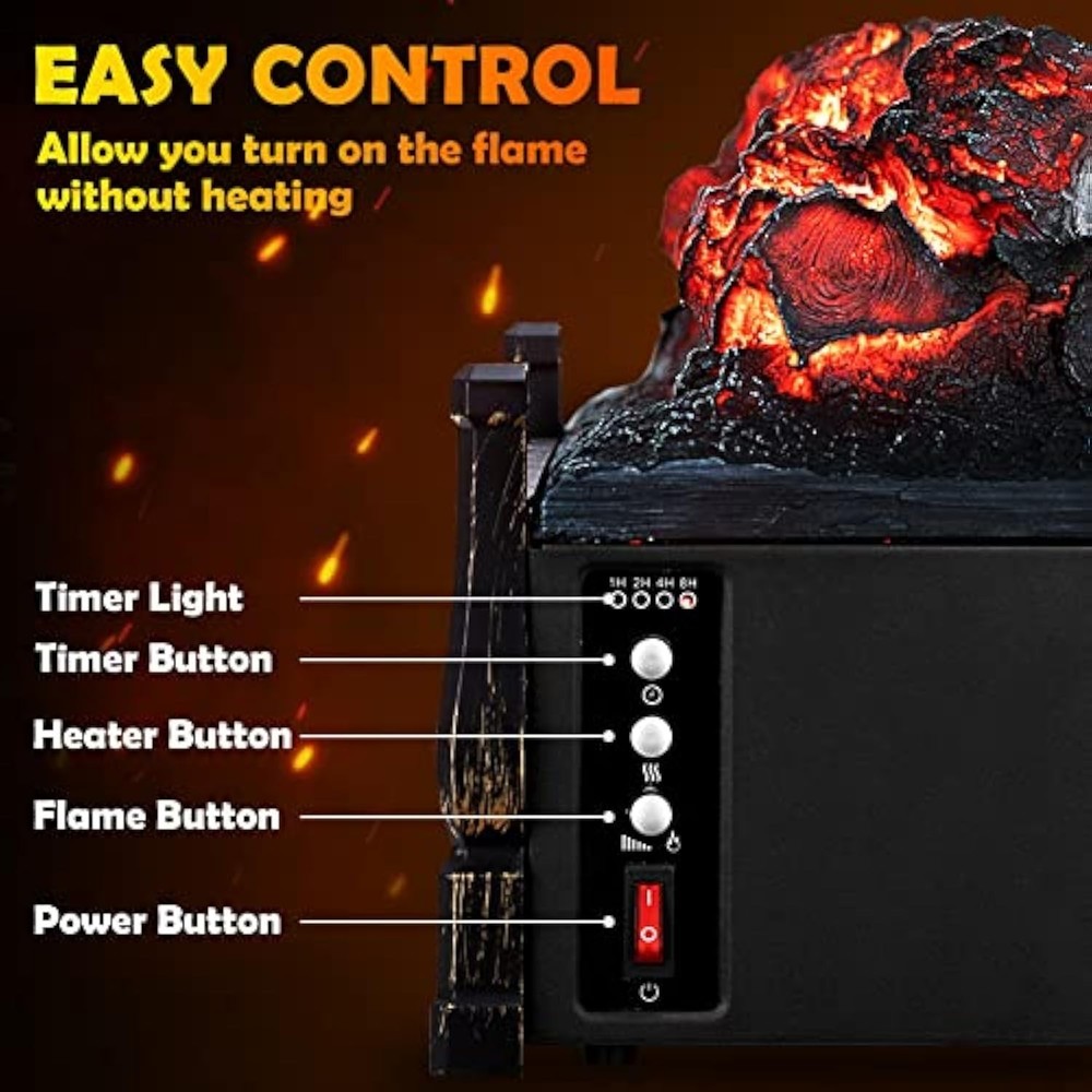 Fireplace Insert Heater with Remote,8H Timer, Simulated flame，Open box