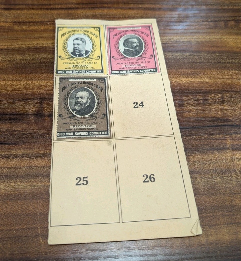 1919 Ohio War Savings Committee Envelope, Booklet and 23 Honor Stamps HTF