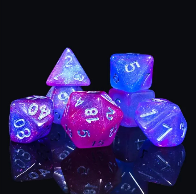 👾⚡️CyberPurple Dice Set Poly RPG DnD Dungeons Dragons AD&D Pathfinder d20