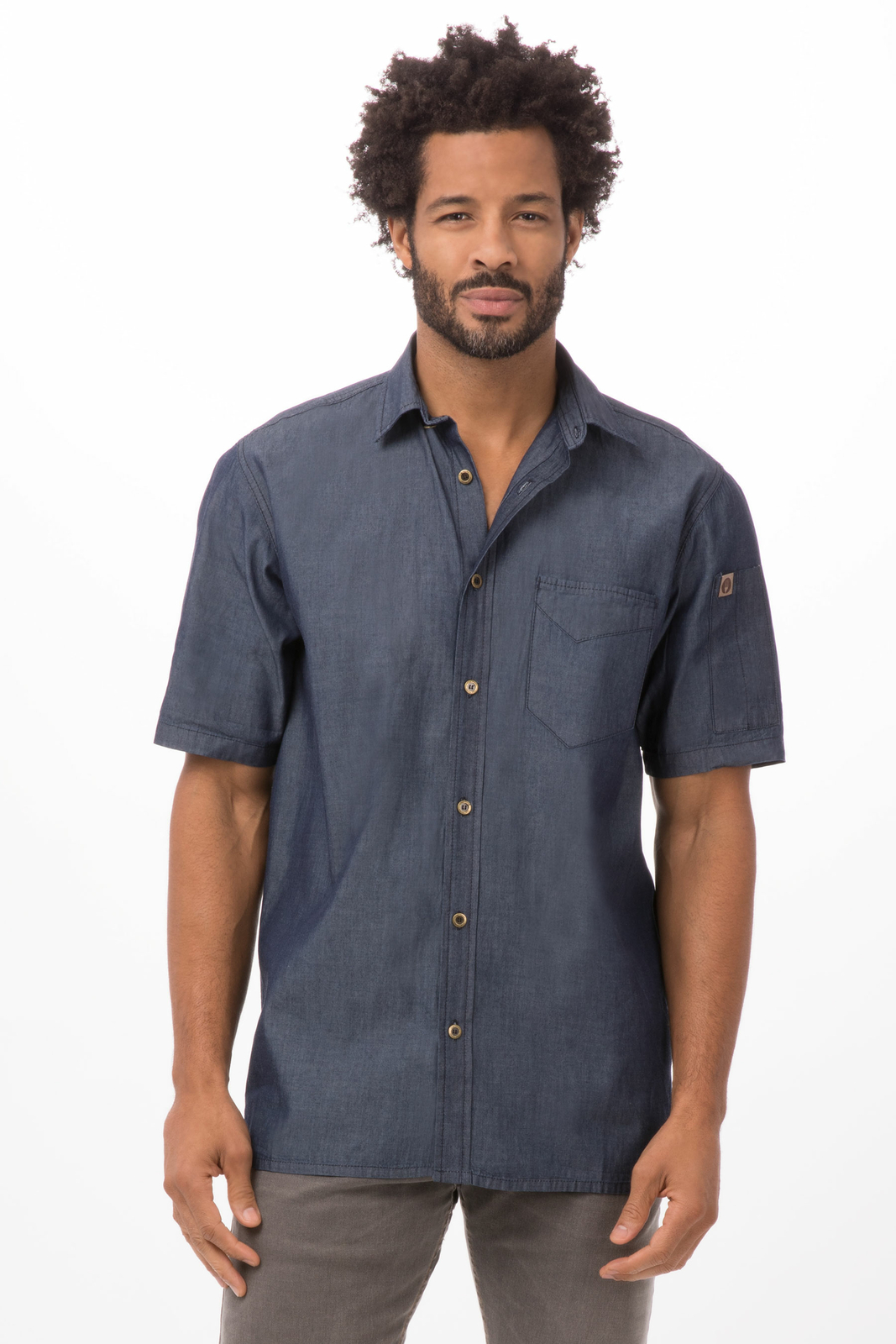 Chef Works SKS002 Men's Detroit Short Sleeve Denim Shirt